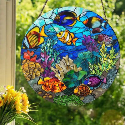 Tropical Reef Stained Glass Suncatcher